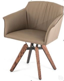 Рабочий стул из кожи tortora и деревянными ножками фабрики Cattelan Italia