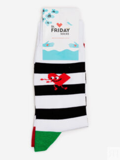 Носки St. Friday Socks, Полоски с сердечком, Черный