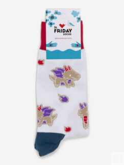 Новогодние носки St.Friday Socks, Дракоша пряник, Белый