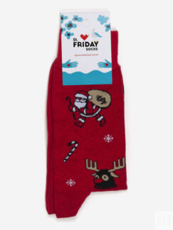 Новогодние носки St.Friday Socks, Дедушка с подарочками, Красный