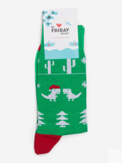 Новогодние носки St.Friday Socks с динозаврами, Зеленый