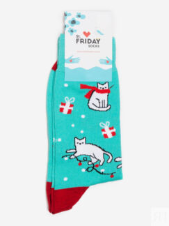 Новогодние носки St.Friday Socks Котики-Подарочки, Голубой