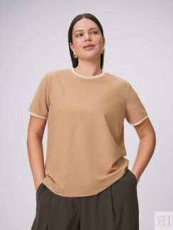 Футболка из вискозного трикотажа с контрастным кантом 3XL(54) Lalis