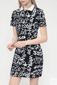Платье трикотажное с принтом VERSACE JEANS COUTURE