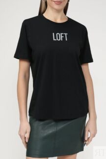 Хлопковая футболка с логотипом бренда Loft