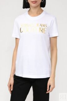 Футболка с золотистым логотипом VERSACE JEANS COUTURE