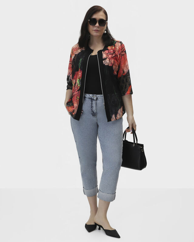 Укороченные джинсы облегающего кроя со стразами по низу