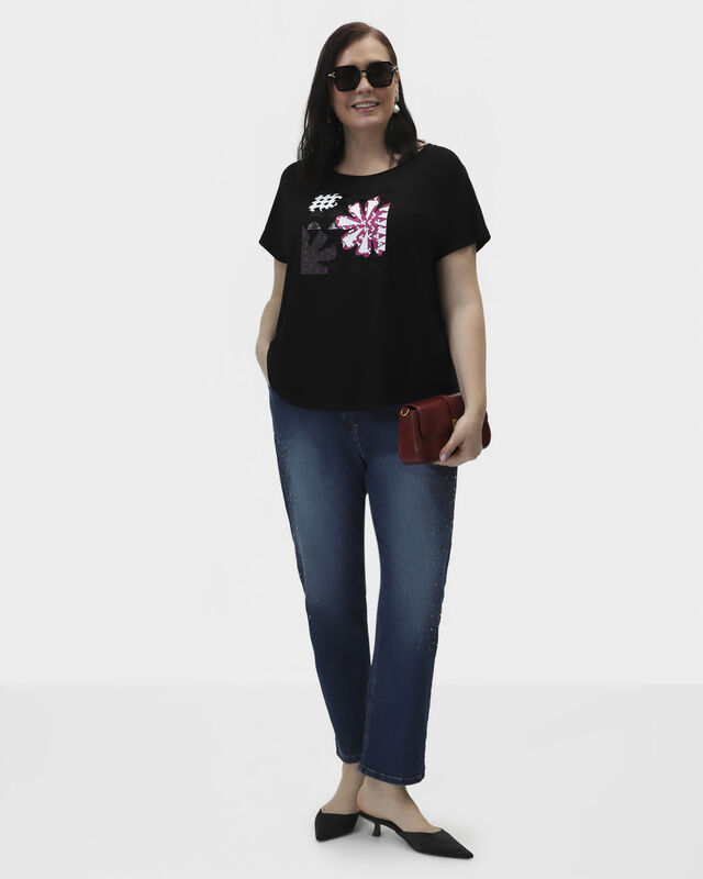 Джинсы облегающего кроя с металлическими стразами