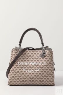 Сумка-шоппер с принтом из монограмм EMPORIO ARMANI