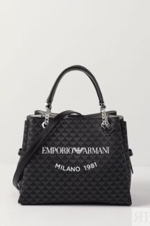 Сумка-шоппер с принтом из монограмм EMPORIO ARMANI