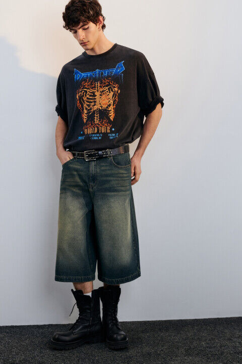 Джортсы широкие с эффектом dirty denim befree 4680704552706 фото 1