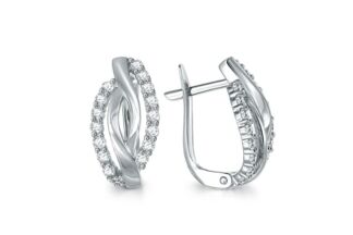 Серьги с 32 фианитами из белого золота