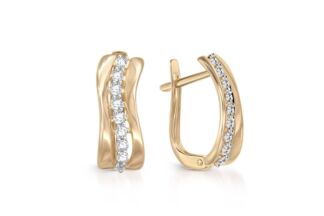 Серьги с 18 фианитами из жёлтого золота