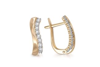 Серьги с 18 фианитами из жёлтого золота
