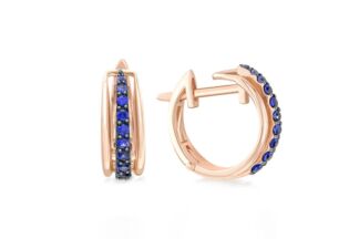 Серьги с 18 корундами из красного золота