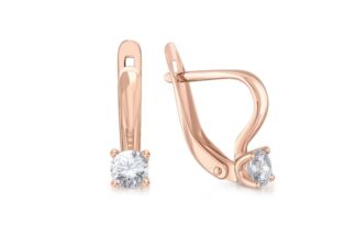 Серьги с 2 бриллиантами из красного золота