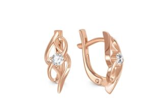 Серьги с 2 бриллиантами из красного золота