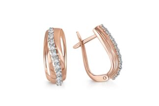 Серьги с 20 фианитами из красного золота