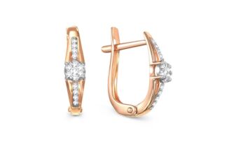 Серьги с 30 бриллиантами из комбинированного золота