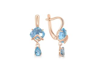 Серьги с 4 топазами из красного золота