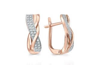 Серьги с 50 фианитами из красного золота