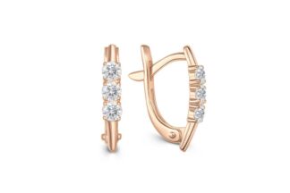 Серьги с 6 бриллиантами из красного золота