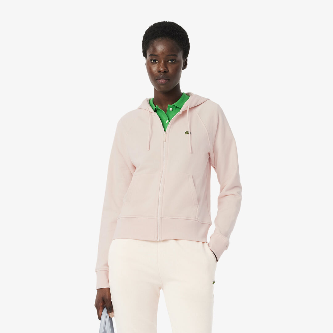 Женская флисовая толстовка Lacoste с капюшоном на молнии фото 1