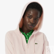 Женская флисовая толстовка Lacoste с капюшоном на молнии фото 3