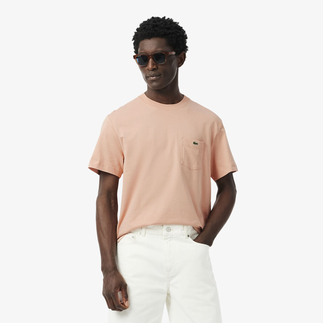 Мужская футболка Lacoste из хлопка с нагрудным карманом фото 1