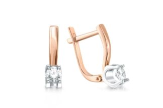Серьги с 2 муассанитами из красного золота
