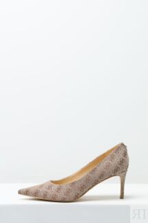 Туфли на каблуке с принтом из монограмм бренда Guess