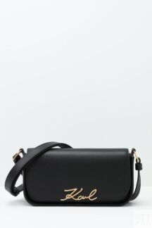 Сумка кросс-боди кожаная с логотипом Signature Karl Lagerfeld