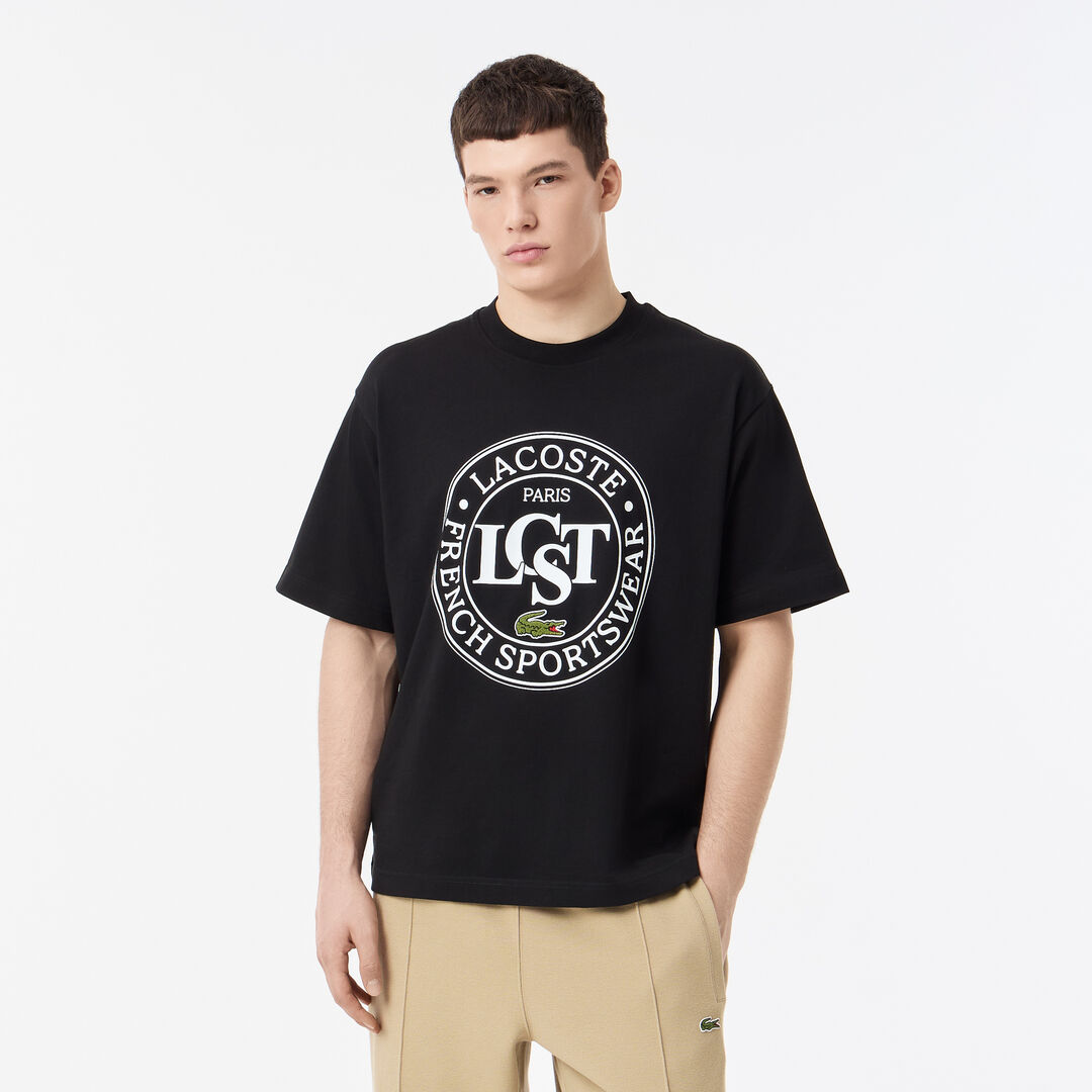 Мужская футболка Lacoste из плотного хлопка с принтом фото 1