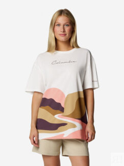Футболка женская оверсайз Columbia Rolling Bend Graphic Oversized Tee, Белы