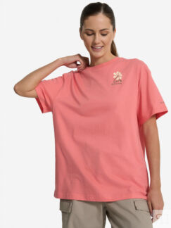 Футболка женская оверсайз Columbia Rolling Bend Graphic Oversized Tee, Розо
