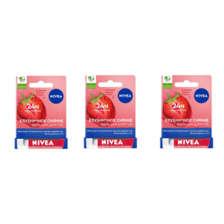 Бальзам для губ Nivea, Фруктовое сияние, клубника, 4,8 г, 3 шт NIVEA