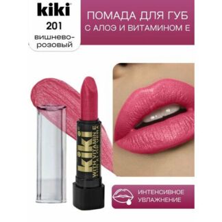 Помада для губ kiki с aloe & vit E тон 201 вишнево-розовый с перламутром ст