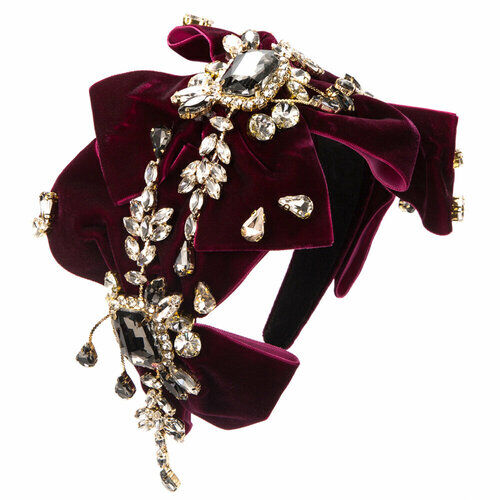 Повязка на голову "Diamond Headband", винно-красная None фото 1