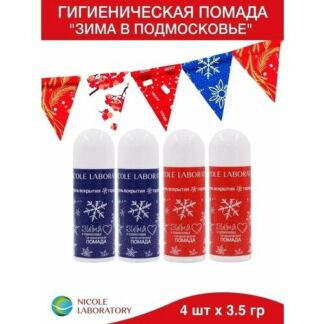 Набор гигиенических помад "Зима в Подмосковье", бальзамы для губ Фруктовый